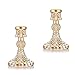 YANGMEI Set of 2 Gold Glass Candle Holder,Taper Candlestick Holders,Decorative CandleSticks Candleholder, 4.1 Inch Tall Crystal Candle Stand Centerpiece for Wedding Dinning Party