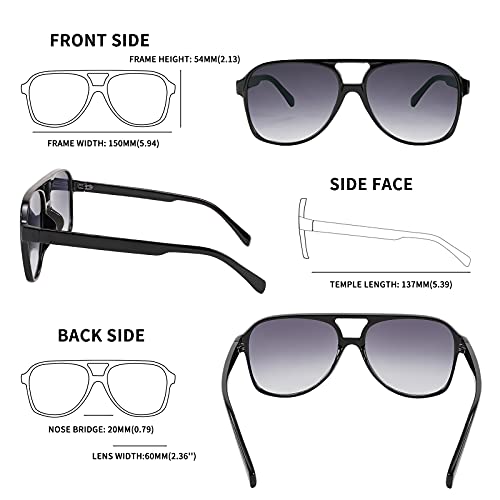 Image of FEISEDY Vintage Retro 70s Plastic Aviator Sunglasses Women Men Classic Large Squared Frame B2751