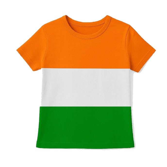 Boys & Girls Cotton T-Shirt for Independence Day Special | Tricolor Round Neck Tee for Boys | Half Sleeve T-Shirt | Round Neck T-Shirt | Pack of 1|