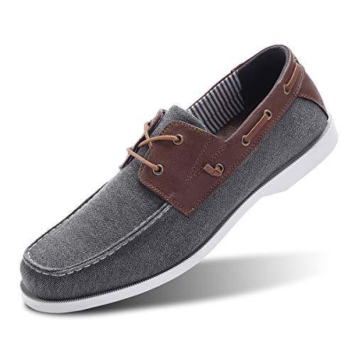 Classic Boat Shoes for Men-Smart Casual Work Loafer Stylish Moc Toe Walking Driving Shoes Grey 10