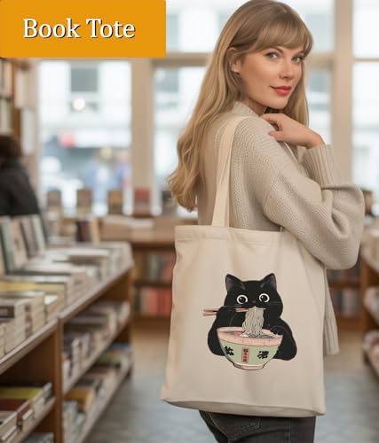 Image of Cat Gifts Tote Bag for Women Girls, Cat Lover Gifts Tote Bag for Daughter Besties, Medium Size with Inner Pocket