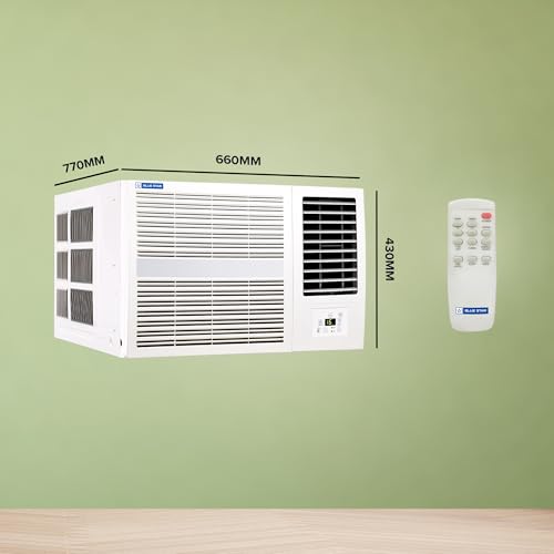 Image of Blue Star 2 Ton 3 Star Fixed Speed Window AC (Copper, Turbo Cool, Fan Modes-Auto /High /Medium /Low, Hydrophilic Blue Fins, Dust Filters, Self-Diagnosis, WFD324E, White)