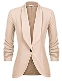  Unibelle Damen Blazer Cardigan Dünn 3/4 Längere Elegant Leicht Bolero Jacke Blazer Slim Fit Anzug Trenchcoat , Aa-khaki, 38(Herstellergröße:M)