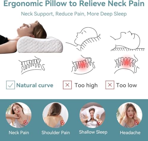 Image of Memory Foam Pillow for Sleeping | Ergonomic Contour Pillow for Neck & Head Support | Orthopedic Cervical Pillow for Adults | Comfortable Sleeping Pillow (Pack of - 1)