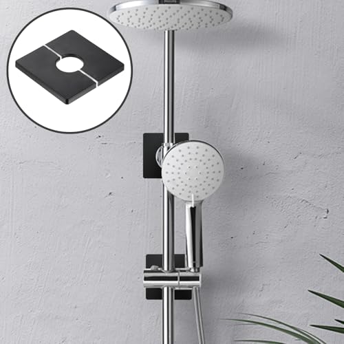 JAONLD 2 Stück Dekorative Duschabdeckung Quadratische Selbstklebende PVC Rohrabdeckung Dekorative Wasserhahnabdeckung zum Abdecken von Drähten, Wasserhähnen, Rohren und Löchern in Wänden (Schwarz)