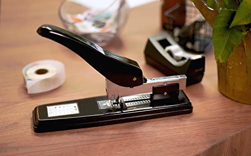 Image of Better Office Products Heavy Duty Commercial Stapler with 2,000 Staples, Black Polished Steel, 100 Sheet High Capacity, Rounded Ergonomic Lever & Weighted Stability Base, Jam Free Large Stapler,