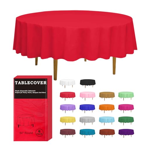 D&Z Pacote de 6 toalhas de mesa de plástico descartáveis redondas de 84 polegadas para festas, aniversários, casamentos, Natal
