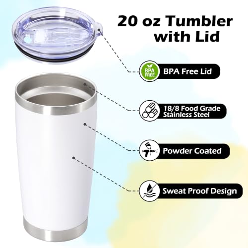 Image of 20oz Tumbler Insulated Tumblers Vacuum Coffee Mug with Lid White 12Pack
