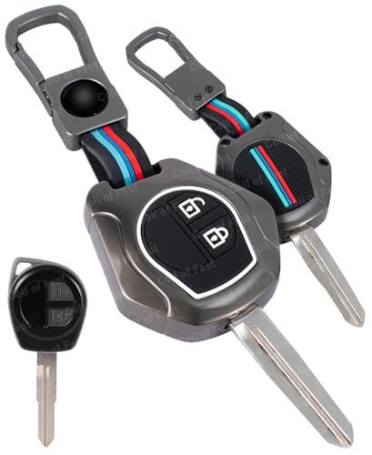 Image of Metal Key Cover Compitable for Suzuki Swift | Ertiga | Wagonr | Celerio | Swift Dzire | Alto | Fronx | Breza | S Presso | Ignis 2 Button Remote Key (Black)