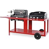 LE MARQUIER Le Marquier Barbecue Mendy + Plancha Baia 260 sur Chariot Mixte Rouge Basque