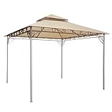 Yescom 10.6'x10.6' Gazebo Top Replacement for 2 Tier Madaga Frame Canopy Cover Outdoor Garden Patio Yard Light Beige