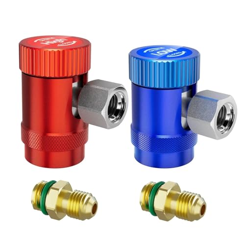 R134A/R1234YF H/L Auto Car Quick Coupler Connector Brass Adapters Air Conditioning Refrigerant Adjustable Charging Apdater Tool(R1234yf Adjustable)