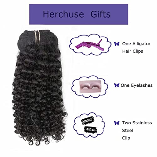 Curly Hair Clip In Extensions, Jerry Curly Clip In Hair Extensions For Black Women, 3B 3C Curly Hair Natural Black Real Brazilian Remy Human Hair, Curly Clip In Hair Extensions Triple Weft Clip Hair 120G/Set 7Pieces, 10 Inch #TOP5