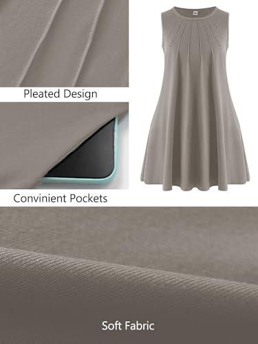 Image of AusLook Plus Size Midi Dress for Women Sleeveless Casual Summer Tank Dress with Pockets A-Line Loose Swing Dress 1-5X