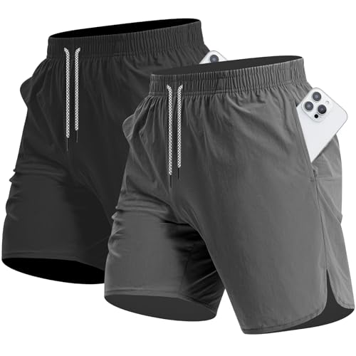 CANGHPGIN 2 Pack Men's Running Athletic Shorts 7'' Quick Dry