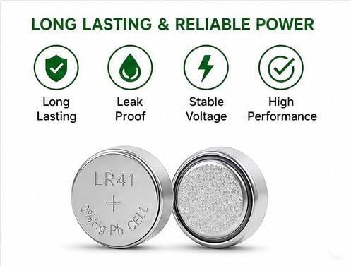 Image of LR41 Battery 1.5V Alkaline Button Cell Coin - AG3 392 SR41 192 Compatible - Long Lasting & Leak Proof - Ideal for Watches, Toys, Calculators, Thermometers & LED Lights - Pack of 10-SSUO