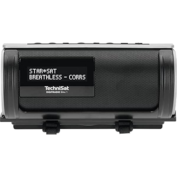 TechniSat DIGITRADIO Bike 1 - Radio per bicicletta DAB (FM, alloggiamento idrorepellente IP65, display OLED, streaming audio Bluetooth, staffa per manubrio/telaio, batteria ricaricabile, 2 watt) nero