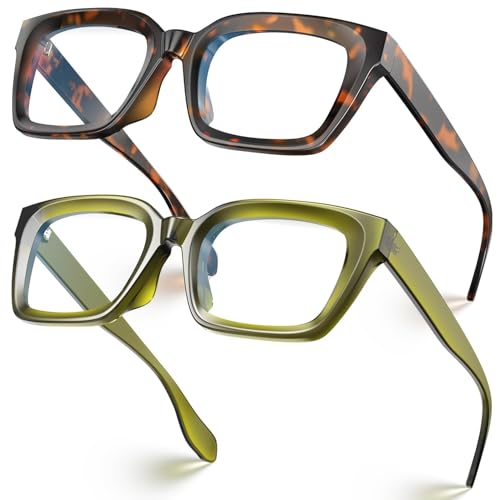 Image of VISOONE Chunky Square Anti Glare UV400 Blue Light Blocking Computer Glasses | 99% Digital Screen Filter Non-Prescription Clear Lens Thick Frame 32g Lightweight Eyewear Office for Men Women MONTANA