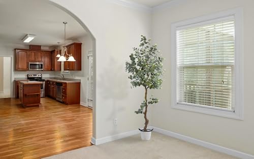 Image of 6ft Artificial Eucalyptus Tree Fake Plant with Woven Basket