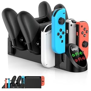 FastSnail Charging Dock Compatible with Nintendo Switch Pro Controllers and for Joy Cons & OLED Model for Joycon,Multifunction Charger Stand for Switch with 2 USB 2.0 Plug and 2.0 Ports