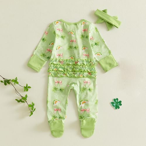 Image of Kuriozud Newborn Infant Unisex Baby Boy Girl Button Solid Romper Bodysuit One Piece Jumpsuit Outfits Clothes | Newborn Baby Girl Sleeper for Daily, Brithday, Halloween, Christmas, New Years, Valentines, St. Patrick's Day, Easter 0-9M