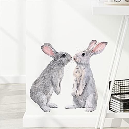 Vinilo decorativo dos conejos removible para pared miniatura 1