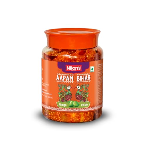 Image of Nilon's Aapan Bihar Mango Pickle (475g) Homemade Aam Ka Aachar | Spicy & Tangy Pickle in Authentic Bihari Style with Raw Mango, Mustard Oil & Spices Mixed with No Added Artificial Colour