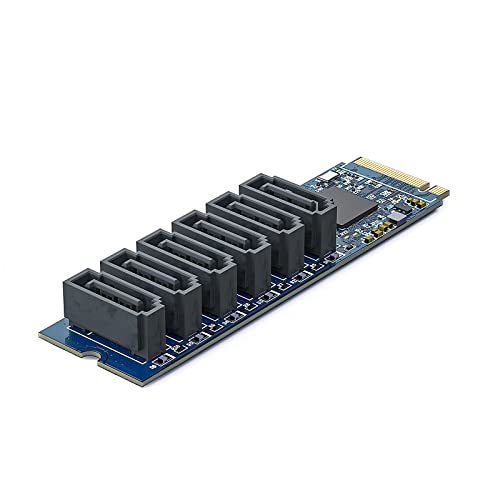 Adaptateur M.2 puce ASMedia ASM1166 avec 6 connecteurs SATA3.0 sans Raid pour ordinateur