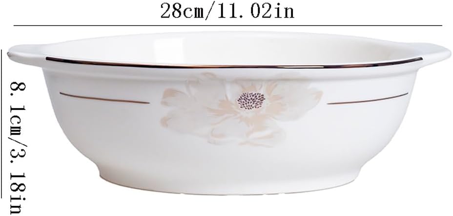 Soup Bowl Ceramic 11-inch Binaural Soup Pot Large Soup Bowl Ancient Household Large Soup Basin Soup Serving Bowl Deep Bowls