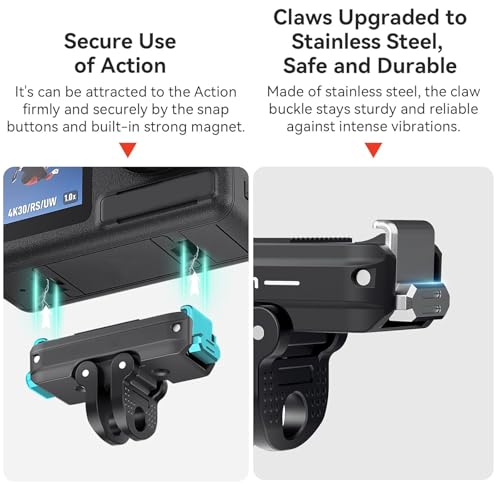 Magnetic Quick Release Adapter Mount for DJI Osmo Action 5 Pro Accessories, Aluminum Alloy Folding 2-Prong Expansion Bracket with 1/4" Threaded Snap-On Metal Base Holder for DJI Osmo 360/Action 4/3 by Gaekol - Image 5