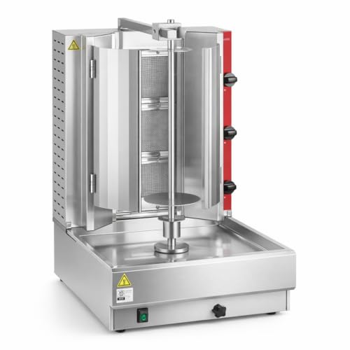 Commercial Gas Vertical Broiler, 65 lb Capacity, 28500 BTU, 3 Ceramic Infrared Burners, Stainless Steel, 21x23x30 Inches, Natural Gas/LP Convertible