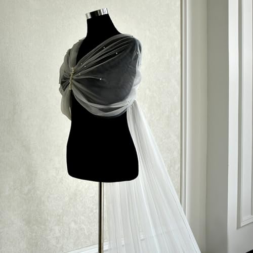 Chal de novia desmontable con bordado elegante para fotografía de bodas 5