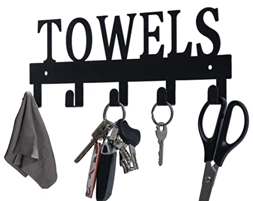 Fairycity Black Metal Towel Holder Wall Mounted Small Coat Racks With 5 Hooks Hanging Holder Towel Rack For Bedroom thumb #5