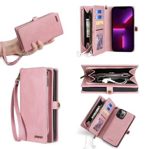Étui iPhone 15 rose à rabat en cuir pour vos sorties quotidiennes chic