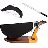 PECELLÍN Cuchillo Jamonero de 29 cm + Cubre Jamon PROFESIONAL - Hoja Flexible con Alveolos Acero Inoxidable, Funda de Doble Tela 57 cm, Fabricados en España, cortar y Cubrir Patas y Paletas de Jamones