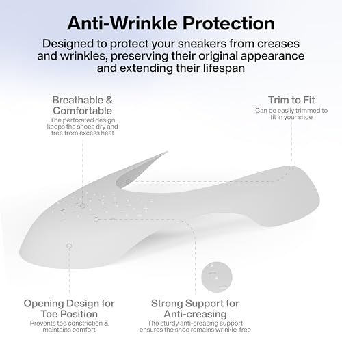 Image of FOVERA One Layer Anti-Wrinkle Shoe Protection Guards for Sneakers - Inside Shoe Crease Indentation Protector for Safety & Support - Shoe Crease Decreaser (White, Small - 5 to 8 UK, 1 Pair)
