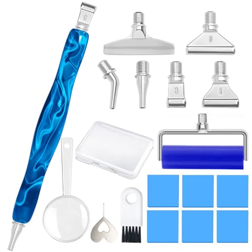 Praise V Do Diamond Painting Art Drill Pen Kit with Screw Stainless Steel Silver Metal Tip Nibs Placers Roller Tool Accessories, Ergonomic Diamond Art Pen for 5D Diamond Paint Bead Dot Royal