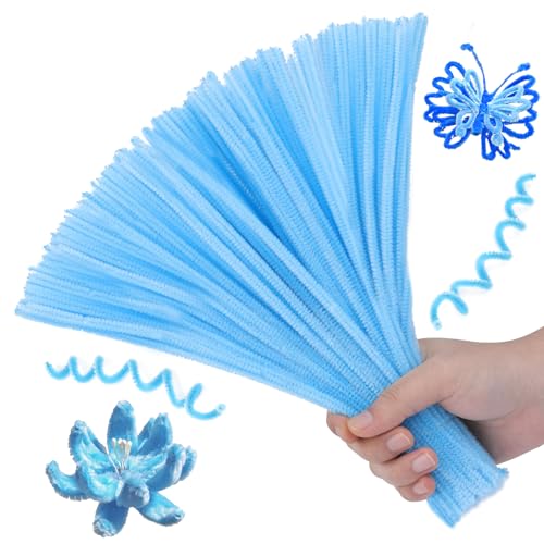 Image of Hssugi Pipe Cleaners, 100PCS Pipe Cleaners Craft Supplies Light Blue