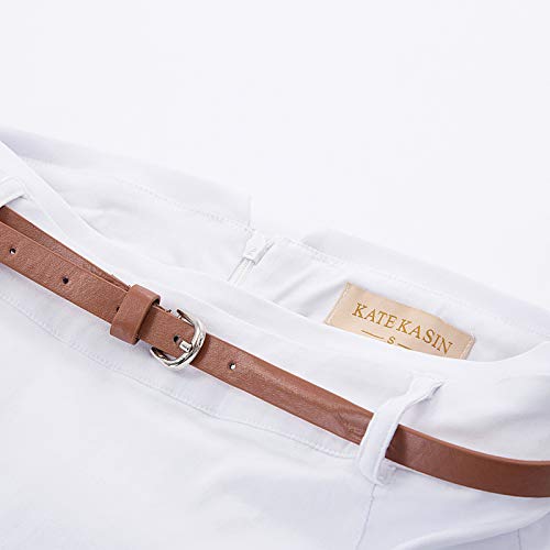 Image of Kate Kasin Women Pencil High Waist Knee Length Bodycon Skirt with Belt