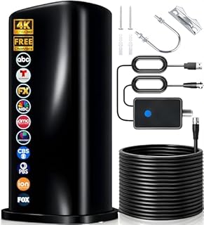 2026 Upgraded TV Antenna for Smart TV Indoor Outdoor, 3700+ miles Strongest Range TV Antenna for Local Channels Enhanced Signal Booster,HDTV Digital TV Antenna Indoor HD 8K 4K 1080P, 40ft Coax (Recta)