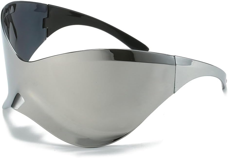 Oversized Futuristic Sunglasses Women Men Fashion Silver Mask Visor Sun Glasses Female Punk Eyeglasses