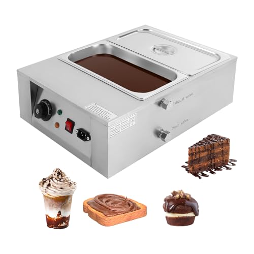 Chocolate Tempering Machine, 600W Electric Chocolate Melter 17.6lbs 2 Tank Chocolate Melting Pot Food Warmer, 77-185°F, for Melting and Heating Chocolate Milk Cream