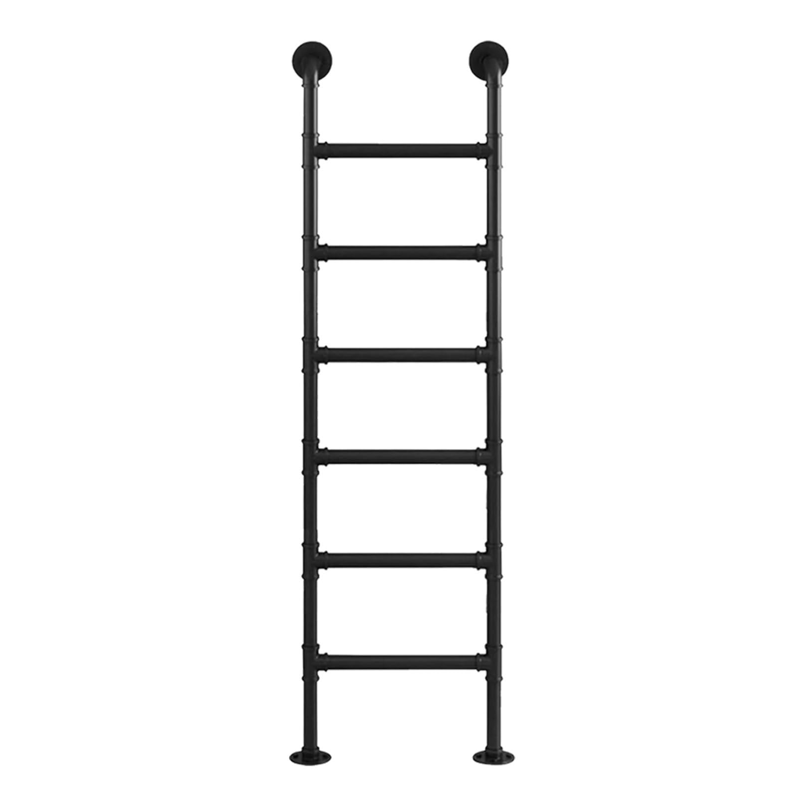 MSHGSKU Black Metal Egress Ladder for Basement Window RV Bunk Bed WallMounted Wrought Iron Attic Steps 110in Climbing Loft Ladder for Outside Decks & Apartments