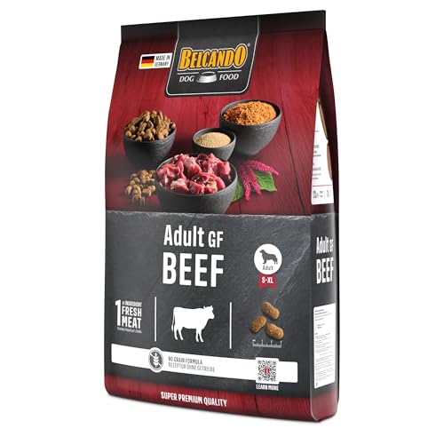 BELCANDO Adult GF Beef [4 kg] getreidefreies Hundefutter | Trockenfutter ohne Getreide mit Rind | Alleinfuttermittel für ausgewachsene Hunde ab 1 Jahr