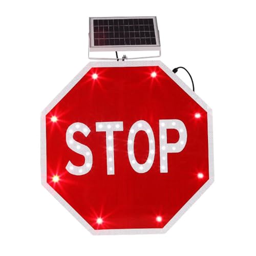 DHMYDPDZ 30 in Señales Stop,Paneles Solares Reflectantes,Octogonal Aluminio Reflectante con LED Intermitente,Cumple con normativa MUTCD R1-1,Resistente,Marco metálico Inoxidable,impermeabilidad IP65