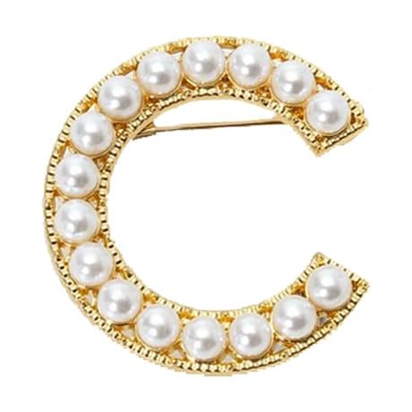 Chic and Classy: Gold Plated Simulated Pearl Initial Letter Brooch Pins for Women