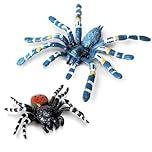 Amaxiu 2 Pcs Realistic Spider Figures, Plastic Fake Spider Spider Action Model for Game Scary Insect Toys Giant Tarantula Spiders Halloween Prank Props Garden Home Halloween Decoration