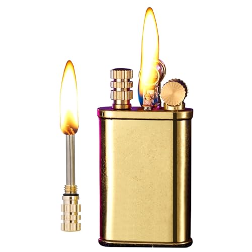 Accendino a cherosene retrò 2 in 1, accendino a fiammifero permanente Accendino a fiamma morbida, accendino portatile in metallo for candela da cucina da campeggio all'aperto (liquido non incluso)(Col