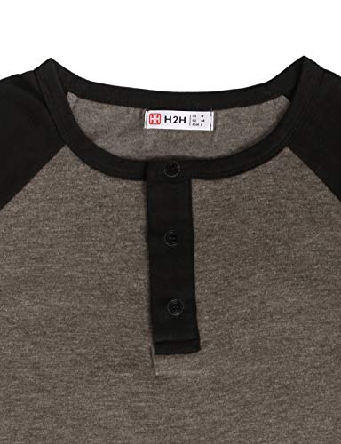 image for H2H Mens Casual Slim Fit Raglan Baseball Three-Quarter Sleeve Henley T