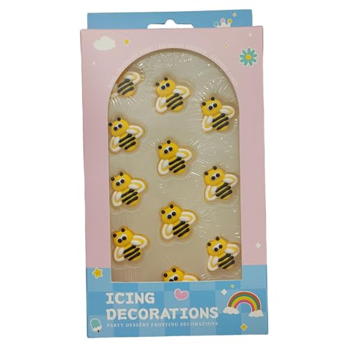 Edible Bees Cake Decorations, 12 Pcs Bee Icing Decorations, Sugar Sprinkles Cupcake Cake Cookie Baking Decorations Edible Toppers